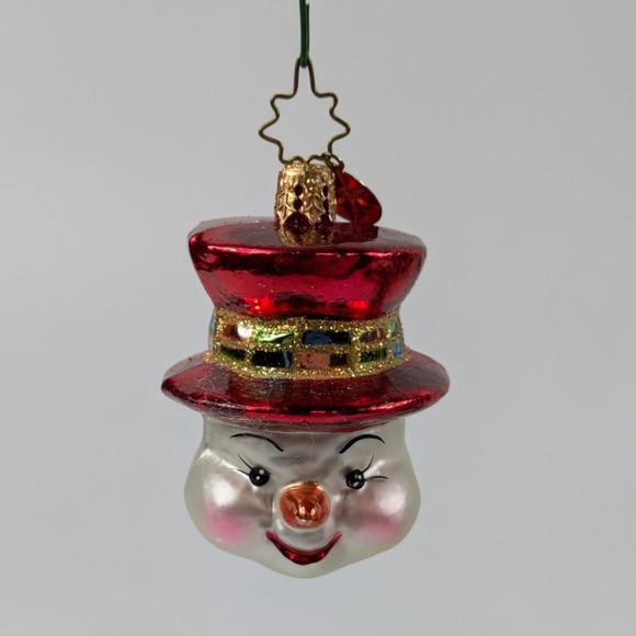 Christopher Radko Glass Christmas Ornament Handcrafted Snow Smirks Gem Snowman - Picture 1 of 9